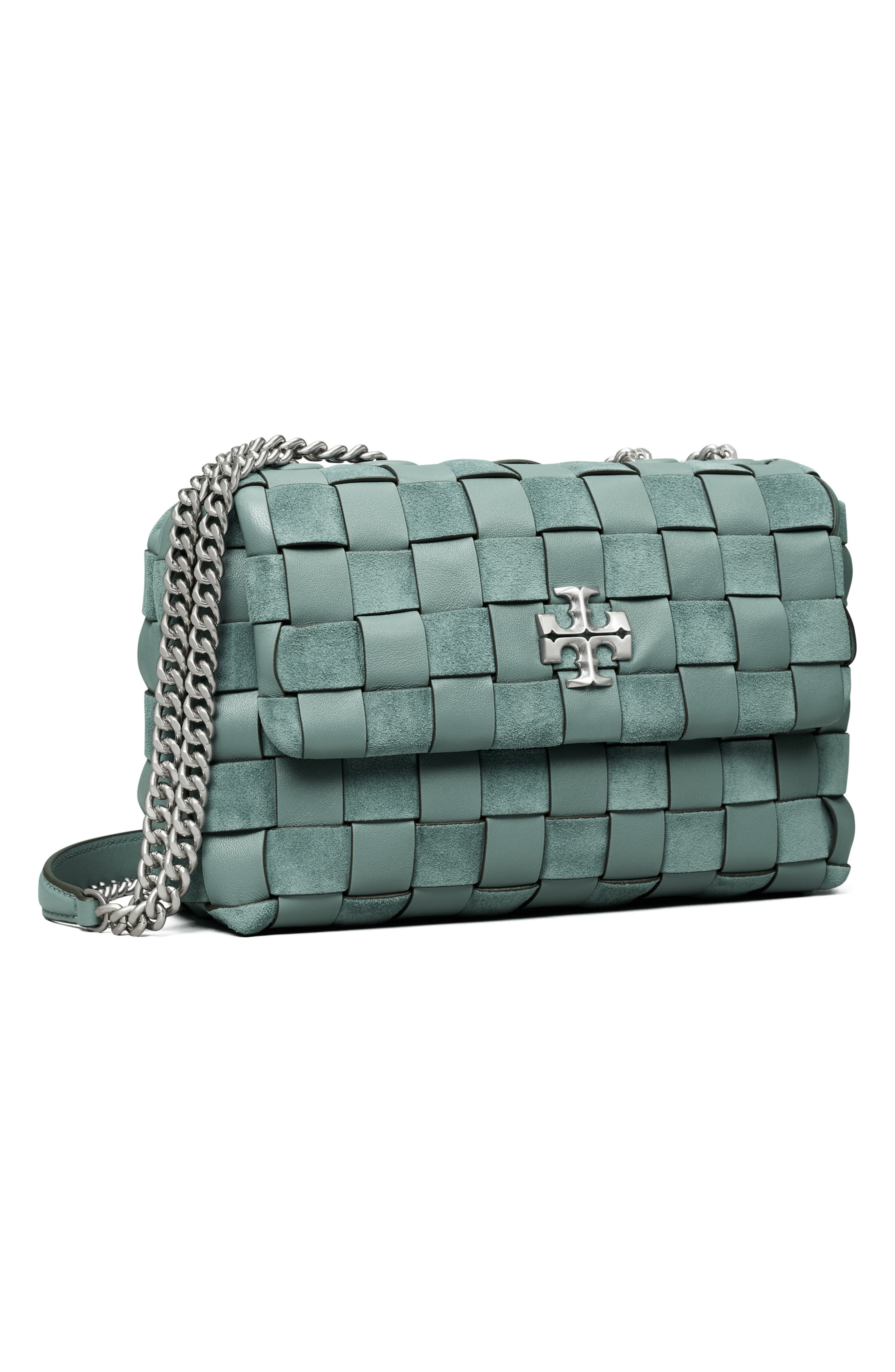 Tory Burch Kira Small Woven Leather Convertible Shoulder Bag, Alternate, color, 