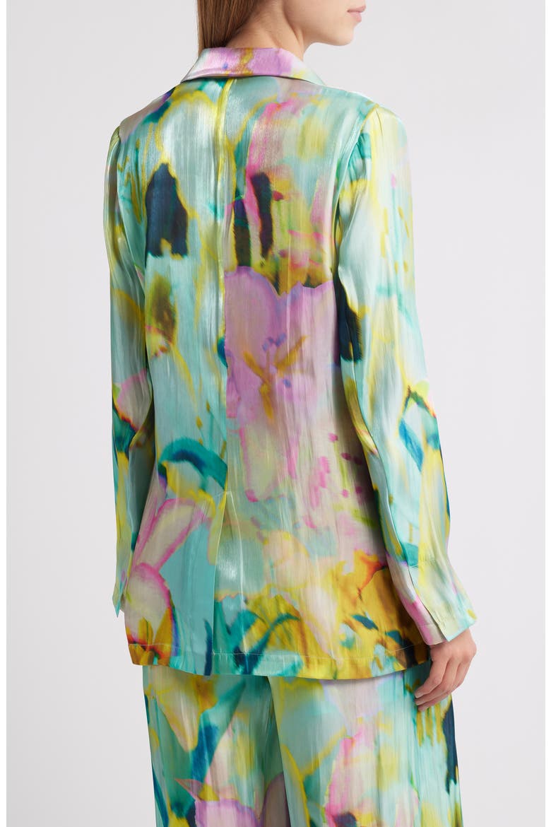 Joan Print One-Button Satin Blazer, Alternate, color, CAPRI MULTI