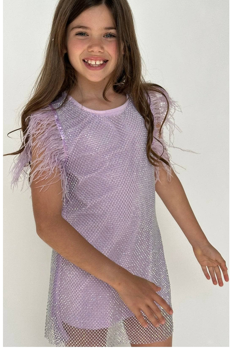 Crystal Feather Dress, Alternate, color, Lavender