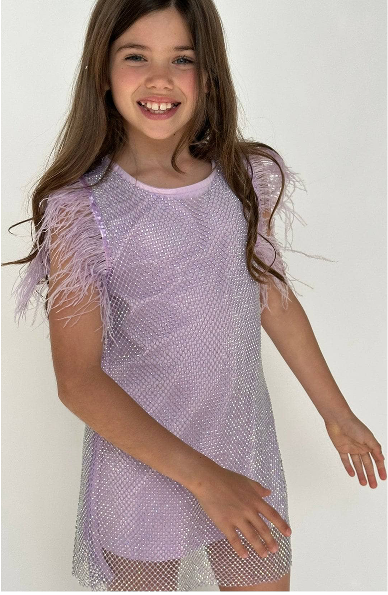Lola + The Boys Crystal Feather Dress, Alternate, color, Lavender