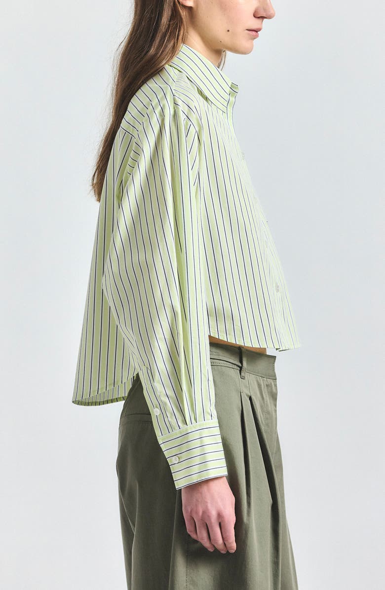 Derek Lam 10 Crosby Evelina Stripe Woven Shirt, Alternate, color, Shadow Lime / White