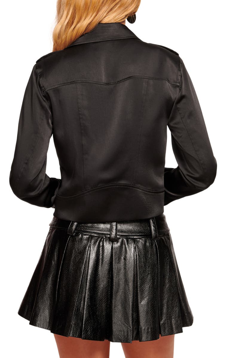 Ramy Brook Alice Satin Moto Jacket, Alternate, color, 