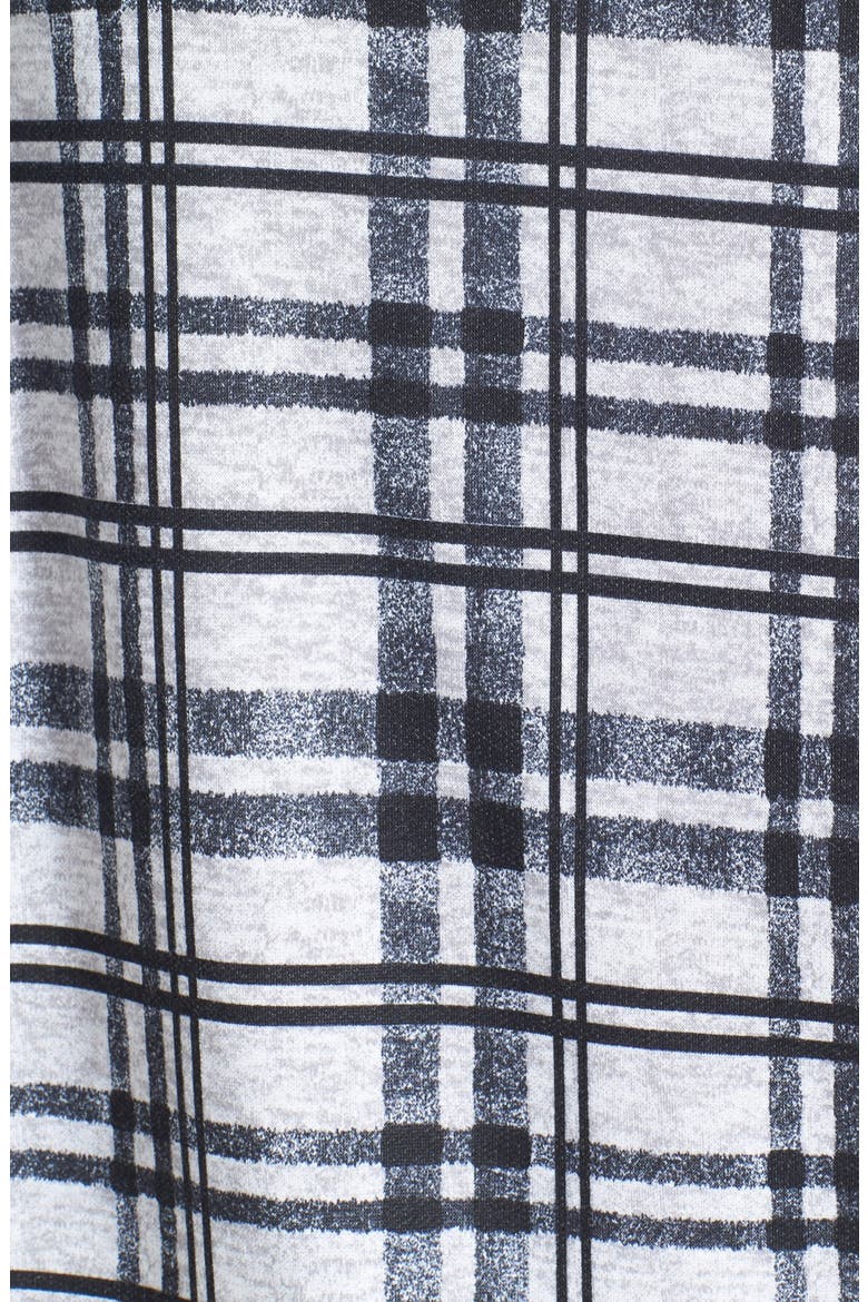 One-Button Print Fleece Cardigan, Alternate, color, GREY/ BLACK PLAID