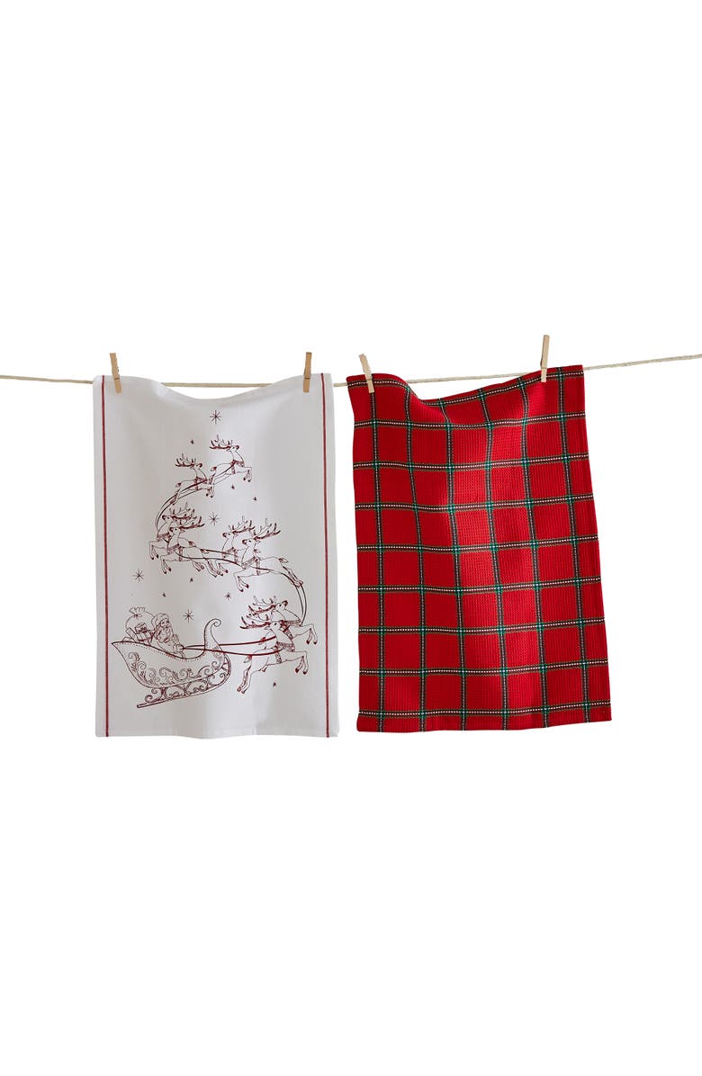 tag Santa Sleigh Dishtowel Set of 2 - Christmas Kitchen Towels, Main, color, 