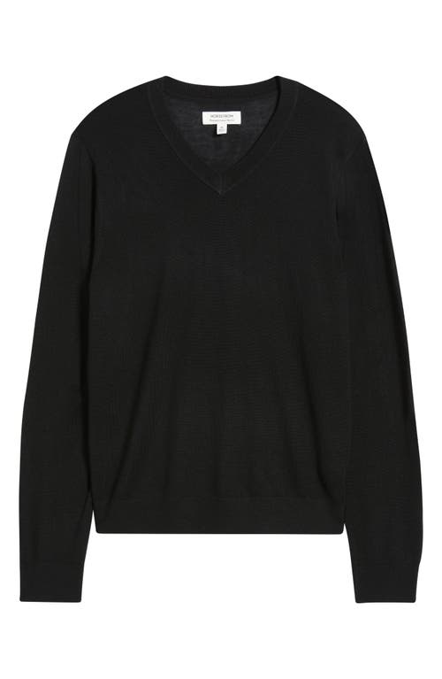 Nordstrom Merino Wool V-neck Sweater In Black