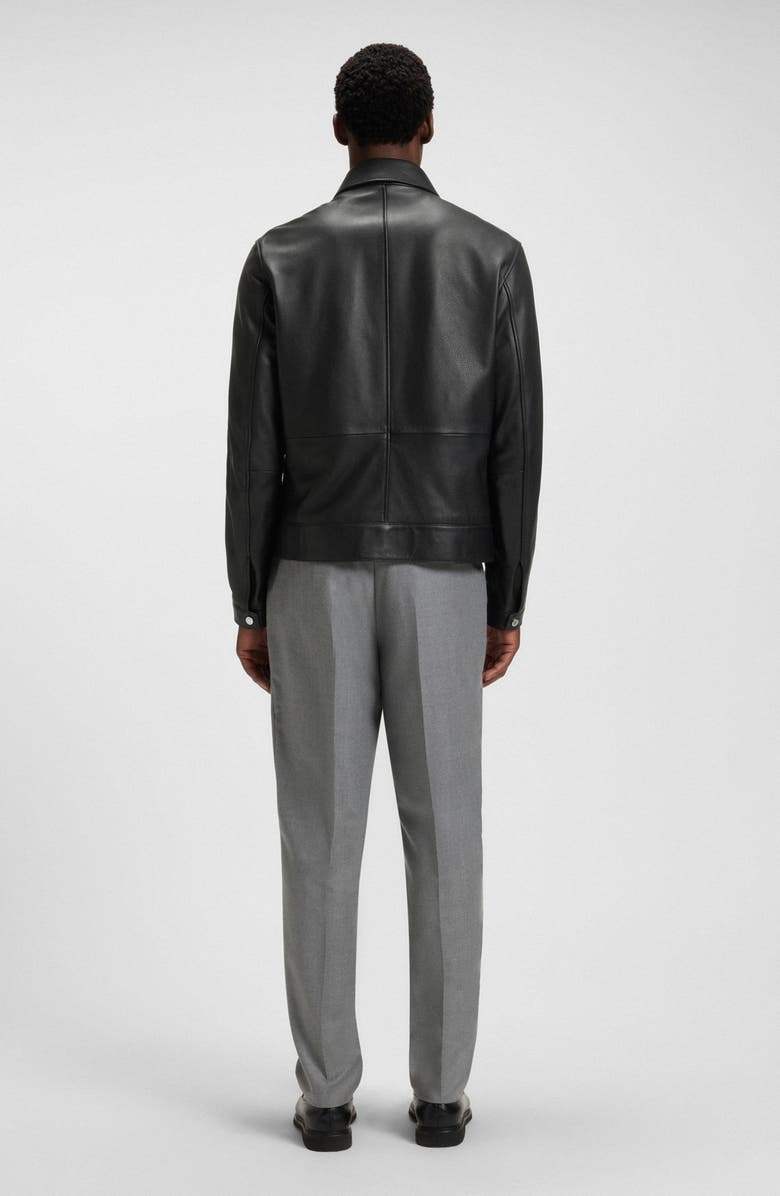 BOSS Mapson Lambskin Leather Jacket, Alternate, color, Black