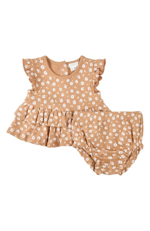 Floral Print Rib Dress & Bloomers Set (Baby)