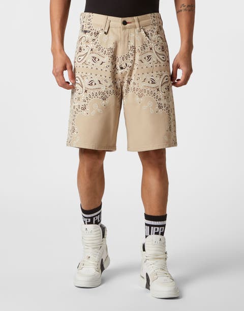 Denim Shorts Paisley Bandana Men