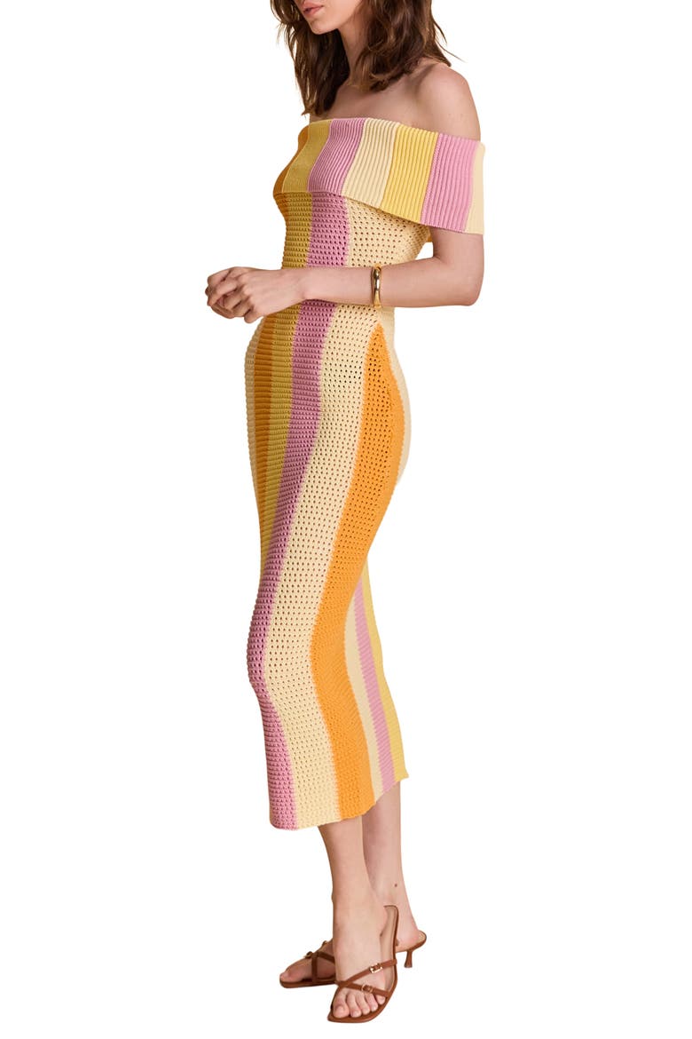 Off the Shoulder Knit Dress, Alternate, color, SUNRISE