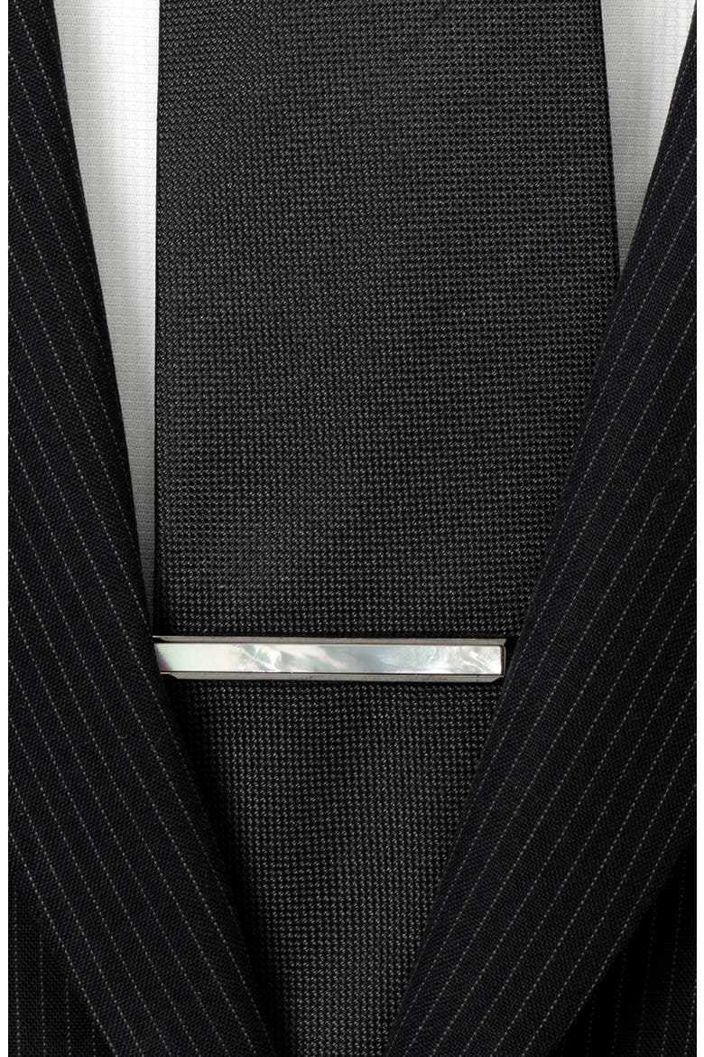 Mother-of-Pearl Inlaid Tie Clip, Alternate, color, BLACK