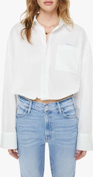 MOTHER The Scrunchie Frenchie Bubble Hem Cotton Button-Up Shirt