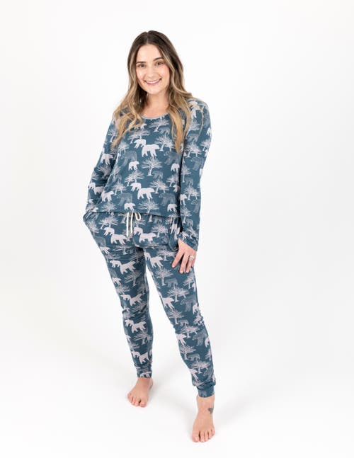 Leveret Viscose Matching Family Holiday Pajamas, Reindeer & Polar Bear Prints In Gray