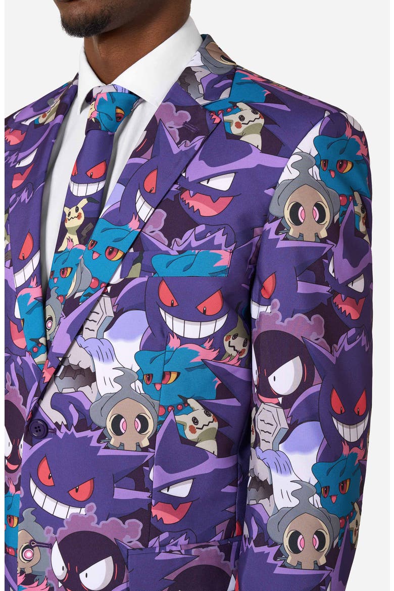 Pokémon Ghost Types Slim Fit Two-Piece Suit & Tie Set, Alternate, color, PURPLE MULTI