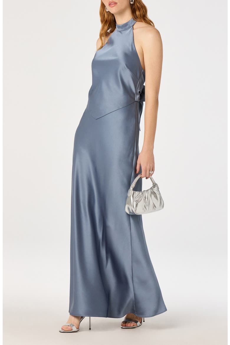 Viridiana Halter Neck Gown, Alternate, color, STEEL BLUE