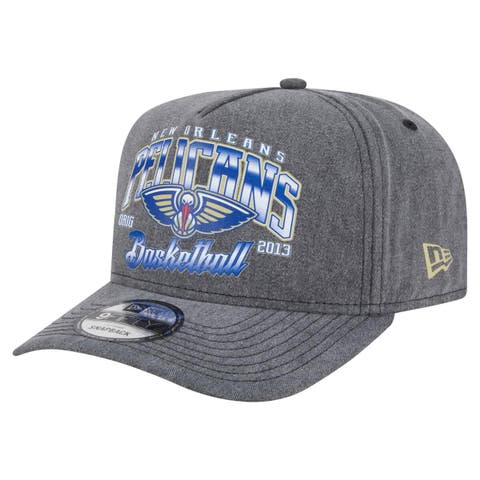 Men's New Era  Charcoal New Orleans Pelicans Throwback Washed Pre-Curved 9FIFTY Snapback Hat