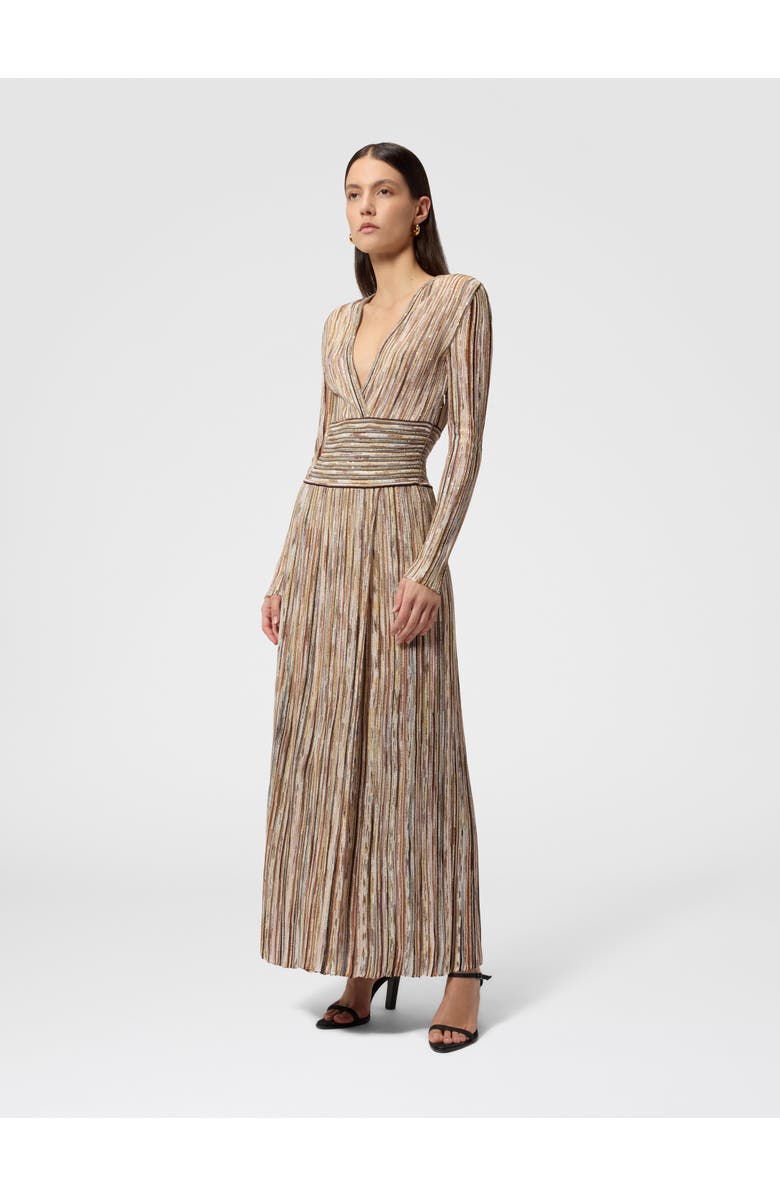 Missoni Ribbed Mixed Viscose Midi Dress With Sequins, Alternate, color, Green& Brown
