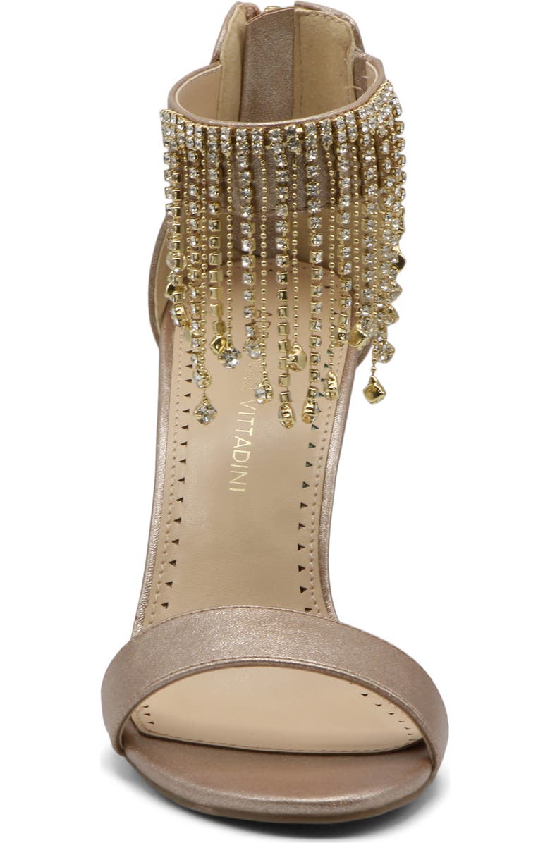 Adrienne Vittadini Gala Metallic Crystal Fringe Stiletto Sandal, Alternate, color,
