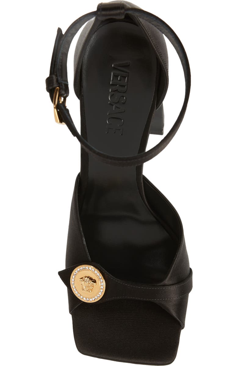 Versace Crystal Medusa Medallion Ankle Strap Sandal, Alternate, color,
