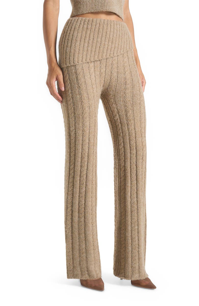 Manière De Voir Elvy Cable Knit Foldover Fit & Flare Bottoms, Alternate, color, Taupe
