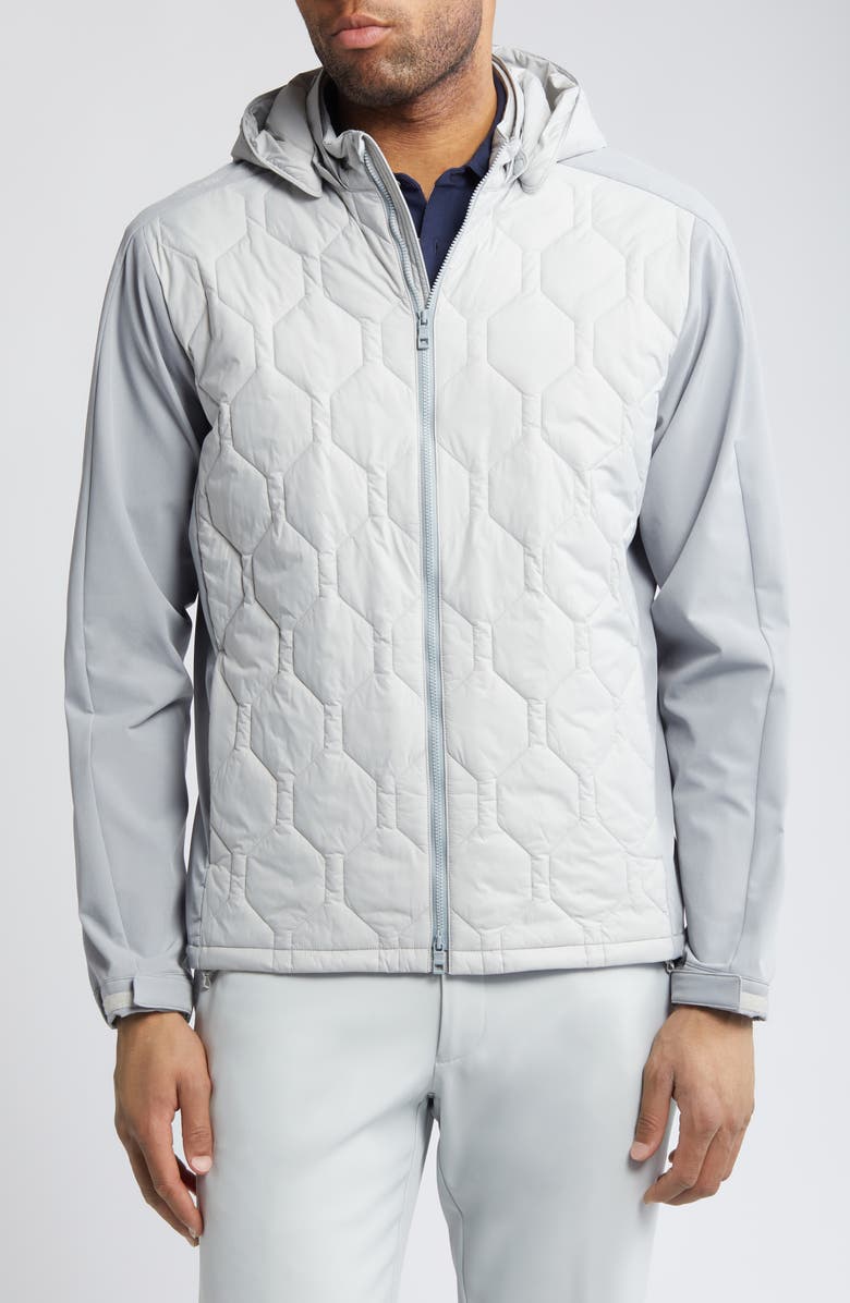 Peter Millar Rush Water Resistant Mixed Media Jacket with Removable Hood, Alternate, color, 