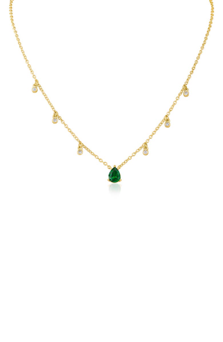 CZ by Kenneth Jay Lane Cubic Zirconia Shaker Pendant Necklace, Main, color, Green/ Gold