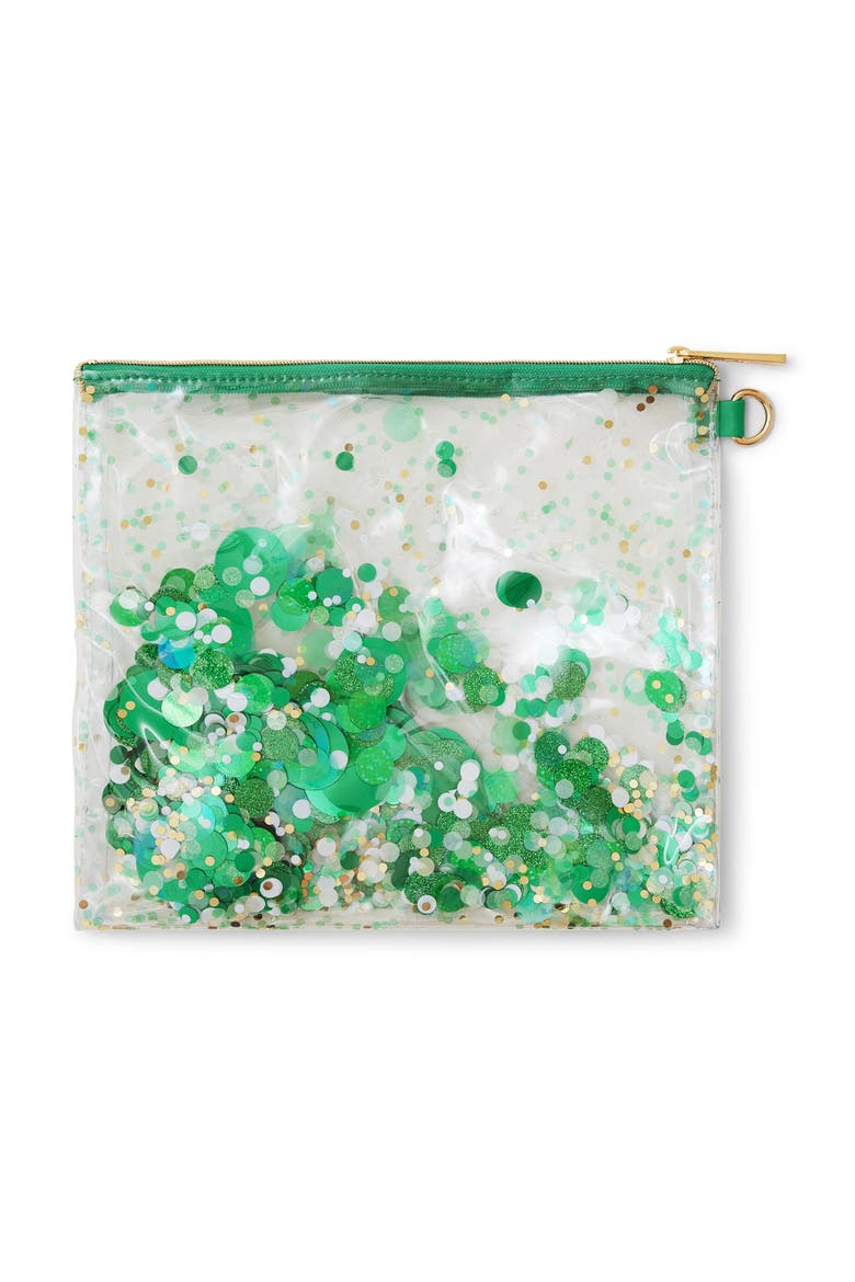 Spirit Squad Confetti Everything Pouch Makeup Bag Travel BagCosmetic Bag for Women, Main, color, Green