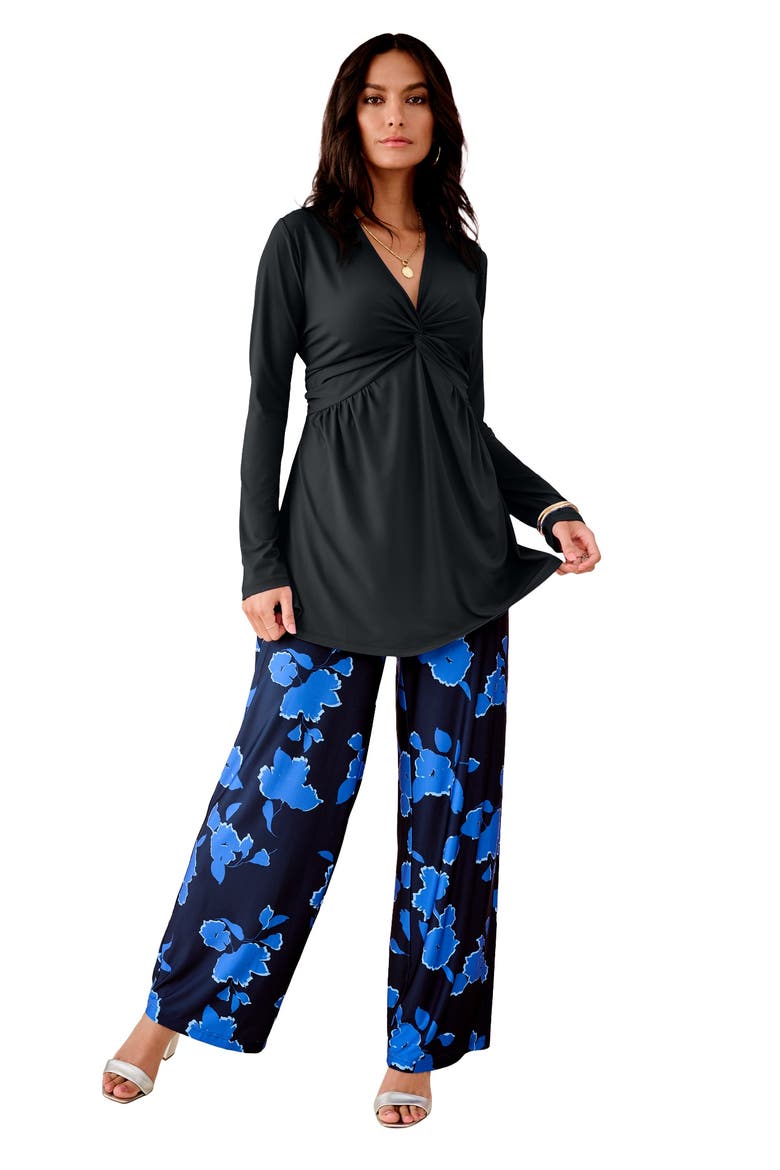 Shirred Empire Waist Tunic, Main, color, BLACK