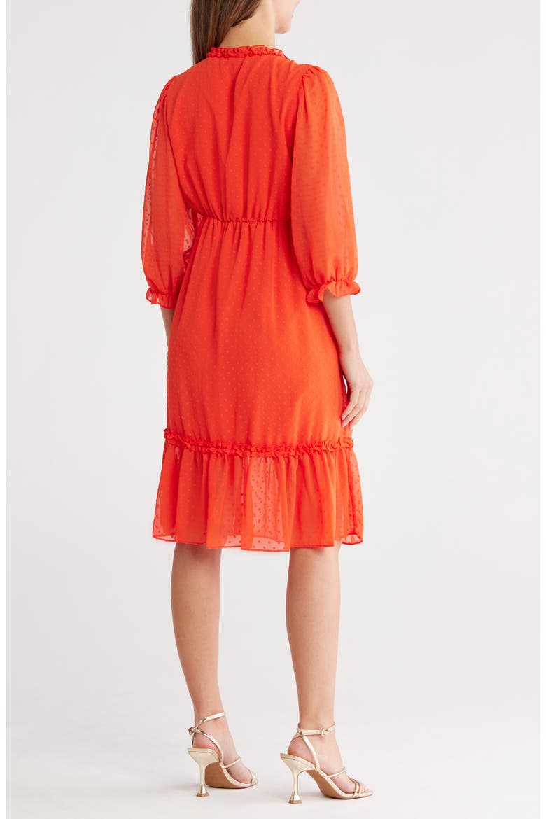 Madeline Clip Jacquard Long Sleeve Dress, Alternate, color, TANGERINE