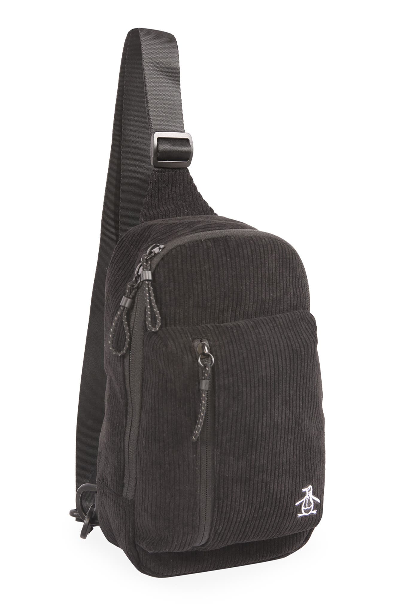 Original Penguin Corduroy Sling Bag, Alternate, color, Black