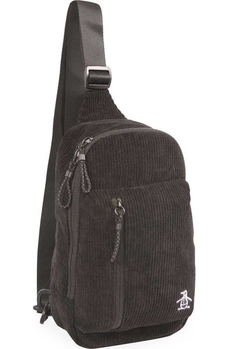 Original Penguin Corduroy Sling Bag, Alternate, color, Black