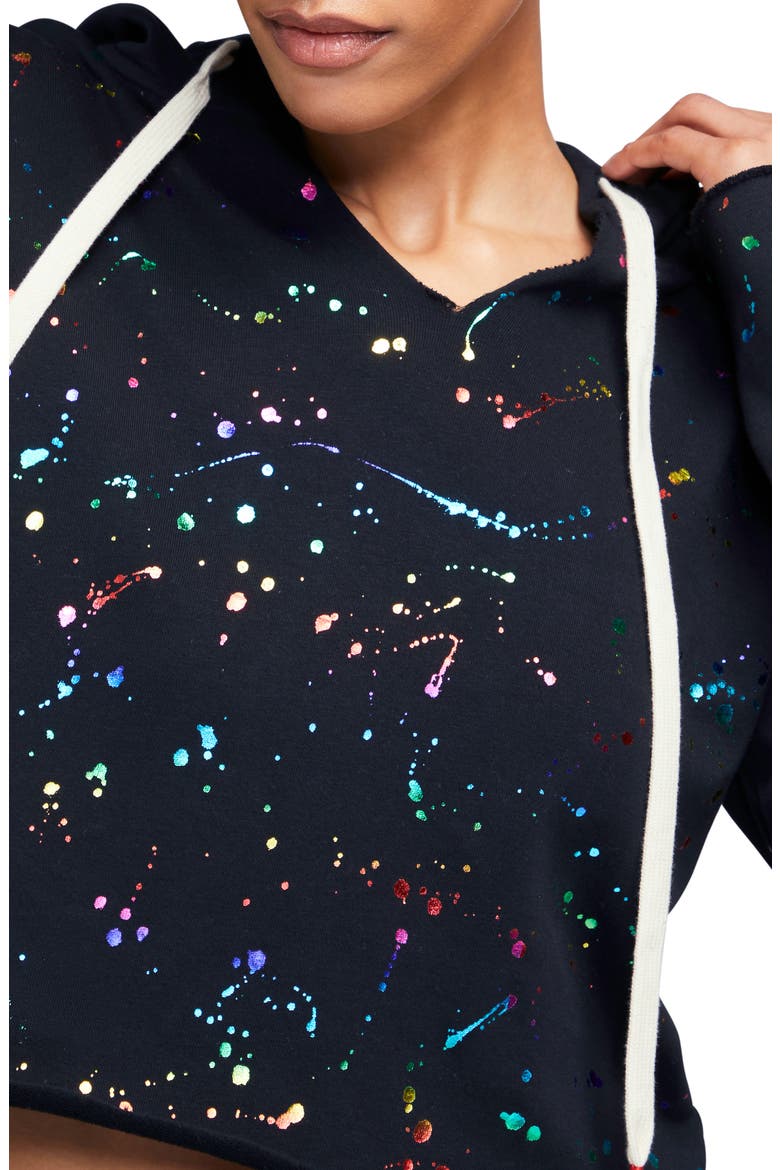 Ray Foil Splatter Cotton Blend Hoodie, Alternate, color, CLEAN BLACK
