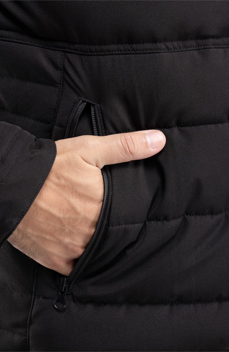 Faux Leather Trim Puffer Jacket