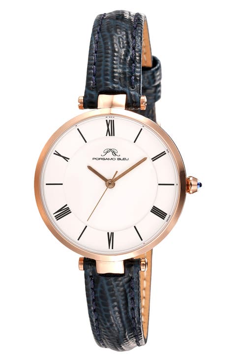 Bellevue Leather Strap Watch, 32mm