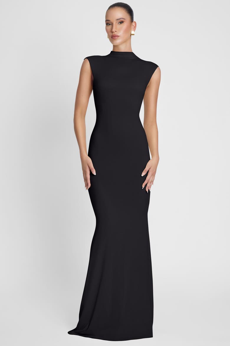 Como Cap Sleeve Maxi Dress, Alternate, color, Black