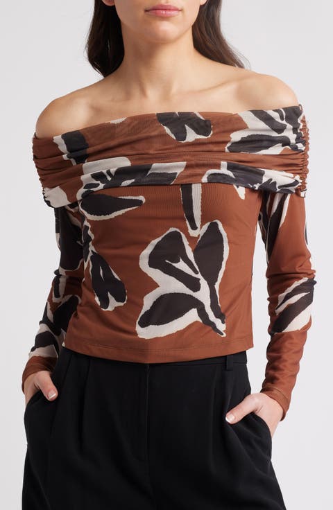 売れ筋商品|||ゲス カットソー トップス レディース Women's Charlotte Off-The-Shoulder Top Buffy LQI Women's Sexy Off Shoulder Tops Long Sleeve Y2K Tops Slim