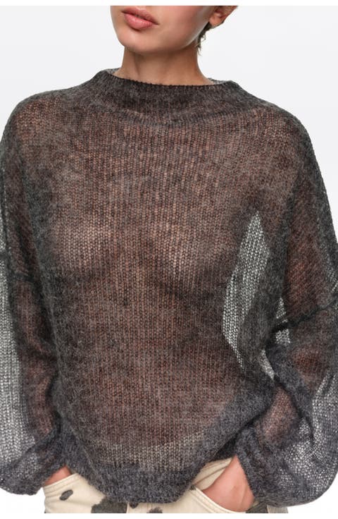 Mohair High Neck Oversize Sweater