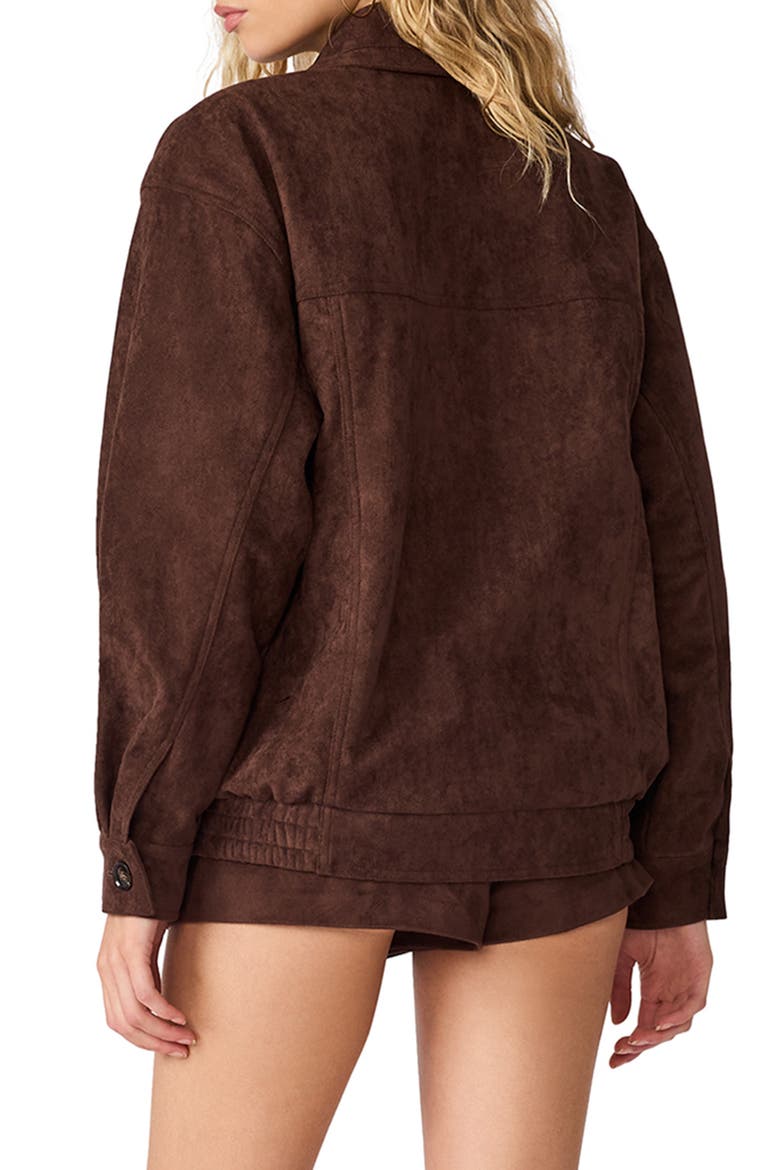 Henson Faux Suede Bomber Jacket, Alternate, color, DARK CHOCOLATE