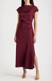 Sam Edelman Satin Bateau Neck Maxi Dress