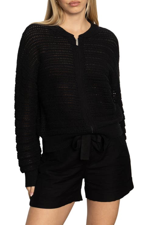 Open Stitch Cotton Bomber Cardigan