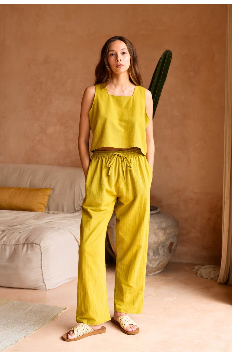 PINK HALEY Becca Linen Top, Alternate, color, Lemongrass