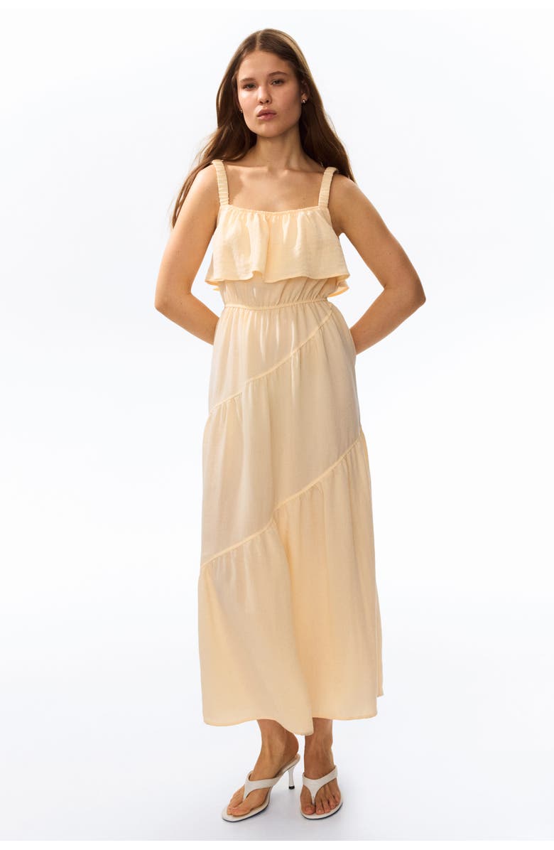 H&M Flounced Tiered Dress, Alternate, color, Light Yellow