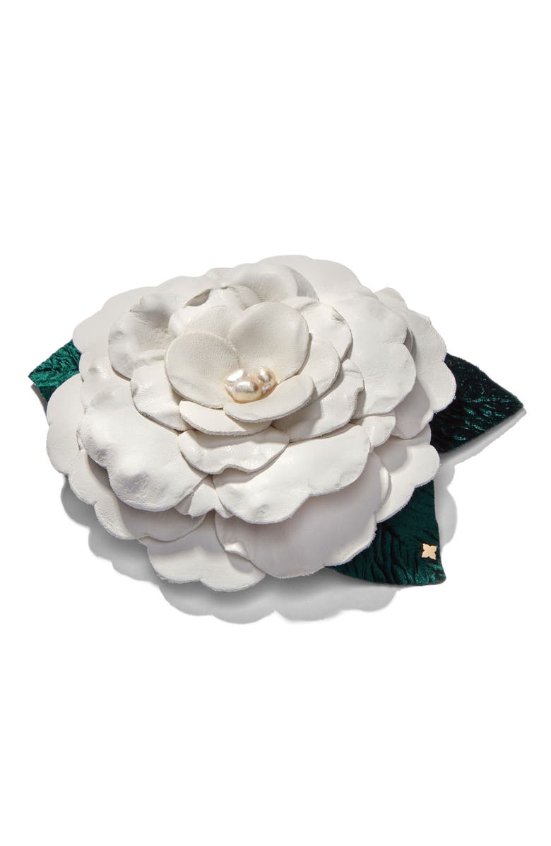 Helena Simon The Large White Gardenia Floral Brooch, Alternate, color, White