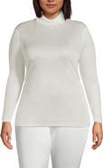 Lands' End Plus Size Silk Interlock Turtleneck Long Underwear Top