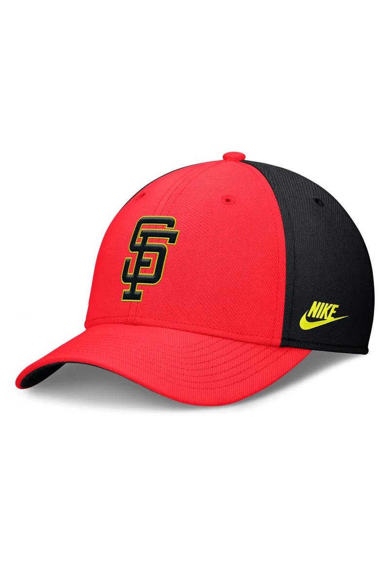 Men's Nike Crimson/Black San Francisco Giants Neon 90s Rise SwooshFlex Hat, Main, color, Crimson