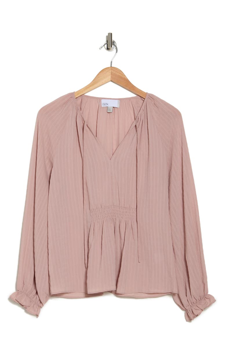 NORDSTROM RACK Shadow Stripe Long Sleeve Top, Alternate, color, Pink Adobe