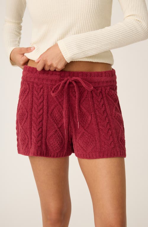 Pj Salvage Chenille Cable Knit Drawstring Shorts In Red