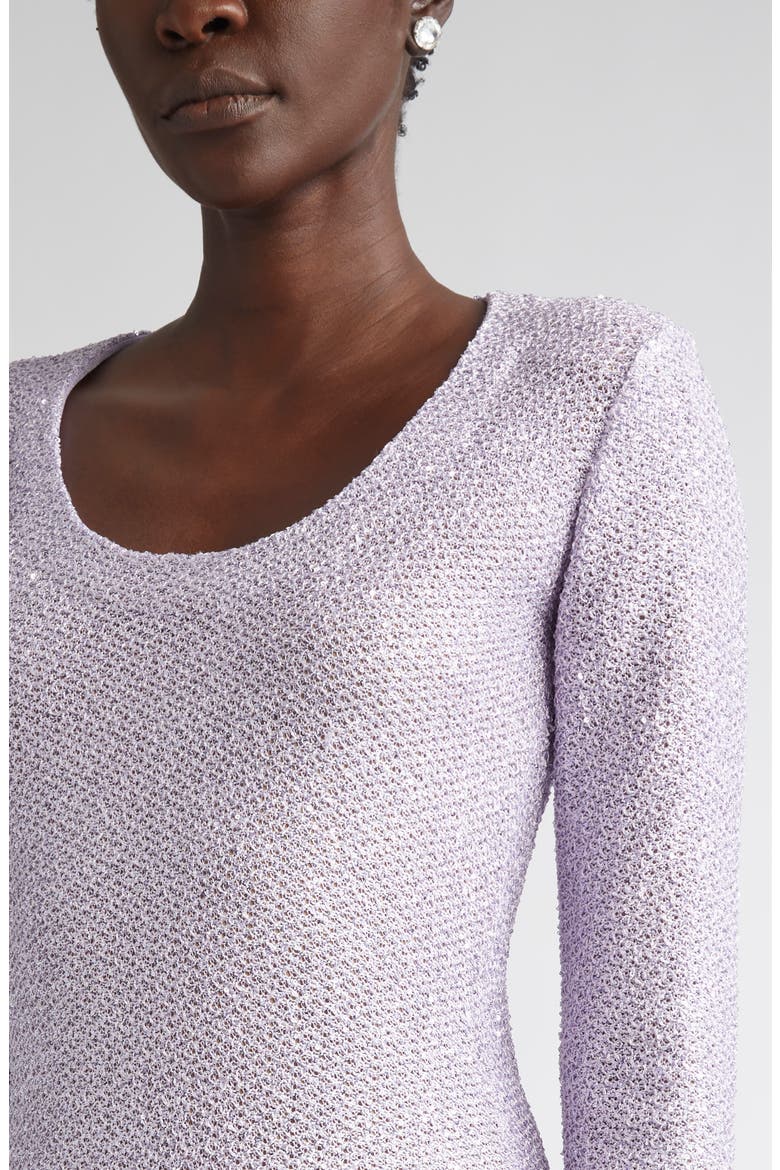 Nicoline Long Sleeve Sequin Stretch Knit Gown, Alternate, color, HYACINTH