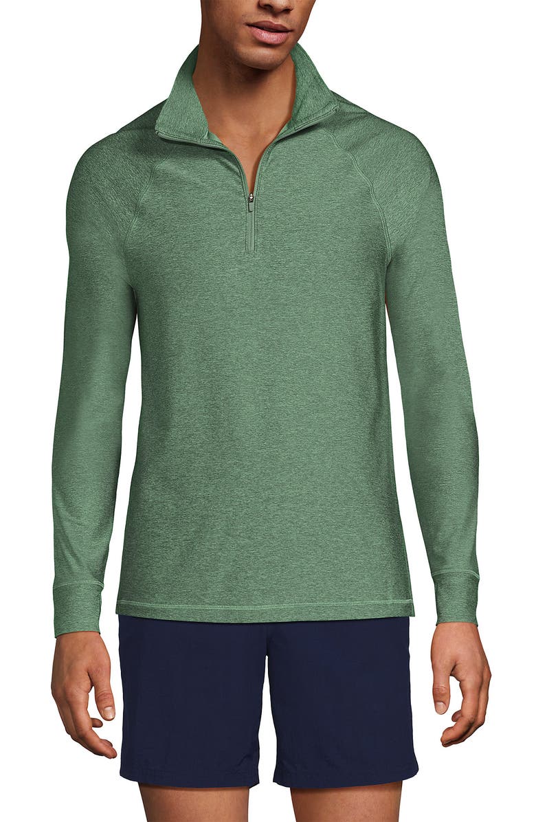 Lands' End UPF 50 Cooling Quarter Zip Mock Neck Rash Guard Shirt, Alternate, color, 