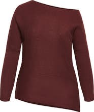 City Chic Lean In One-Shoulder Rib Sweater