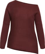 City Chic Lean In One-Shoulder Rib Sweater